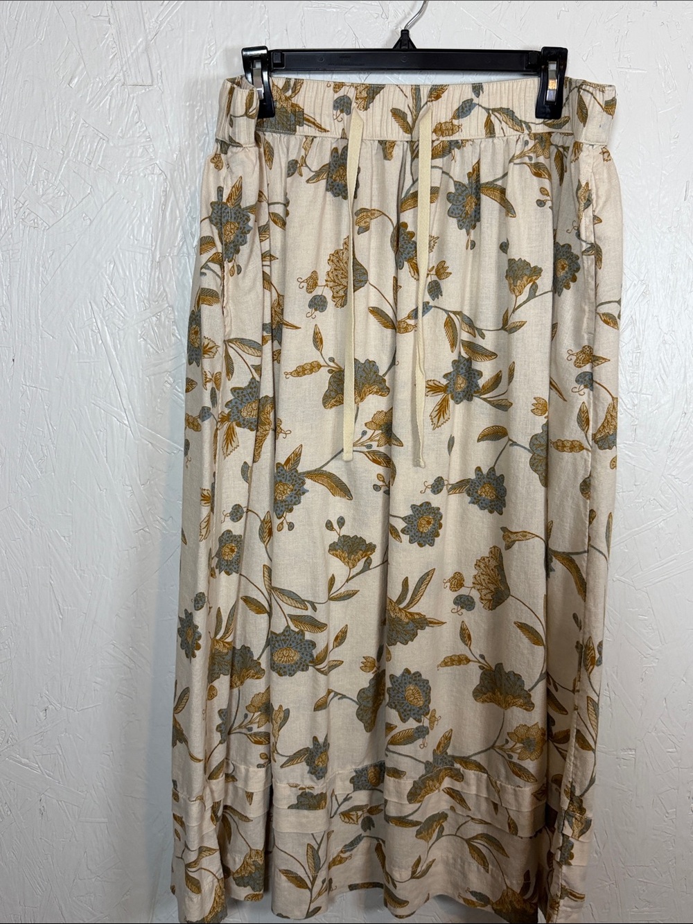 Wonderly Cream Maxi Skirt with Mustard & Sage Floral Print